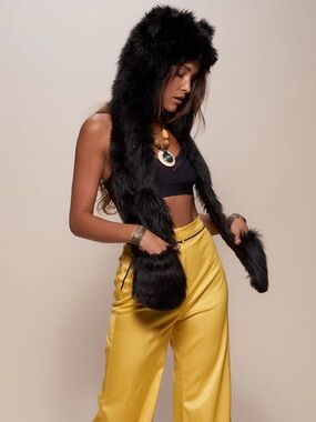 Spirt Hood - BLACK WOLF FAUX FUR HOOD | WOMEN'S
